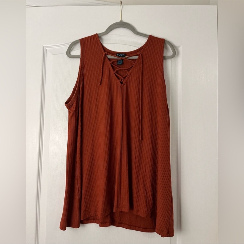Rue21 Rust Tank Top with Lace-Up Detail
